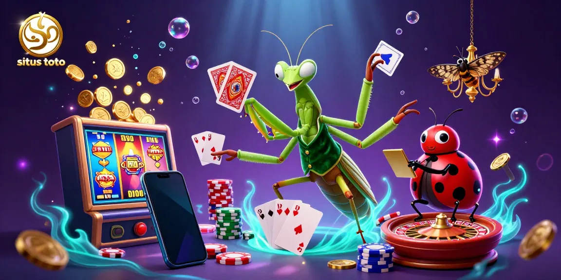 Experience situs toto with vibrant slot games and lively characters in a dynamic casino-themed scene.