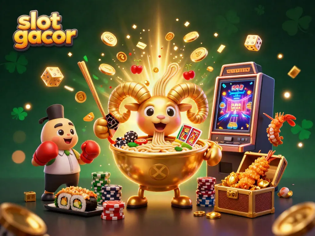 Experience slot gacor with vibrant casino characters and elements in a dynamic 3D illustration.