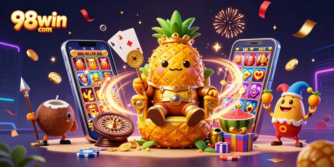 Play exciting casino games at 98win com with vibrant characters and dynamic slot visuals.