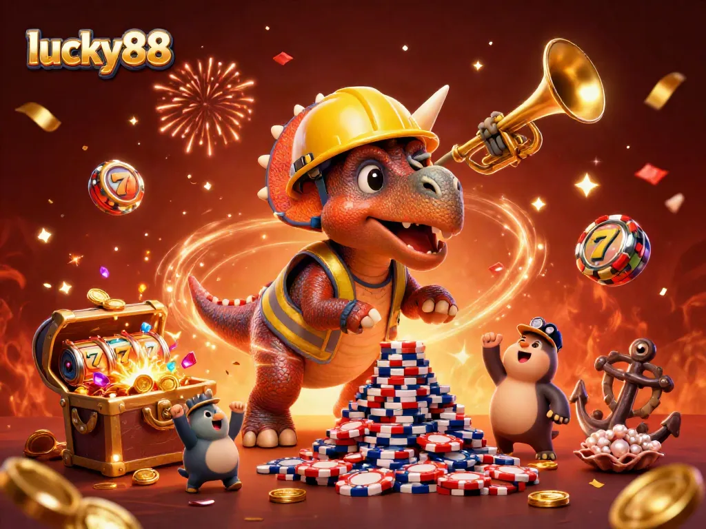 Experience exciting gameplay at lucky88 with vibrant characters celebrating a big casino win!