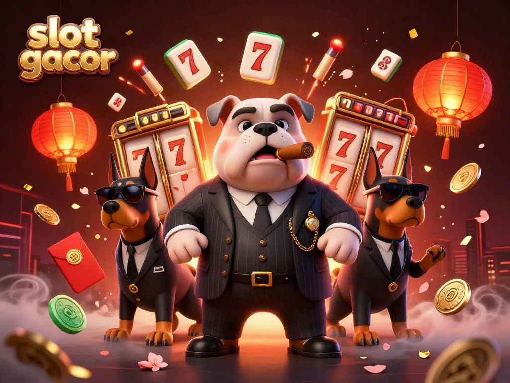 Experience the excitement of slot gacor with a vibrant 3D scene featuring characters and iconic gaming symbols.