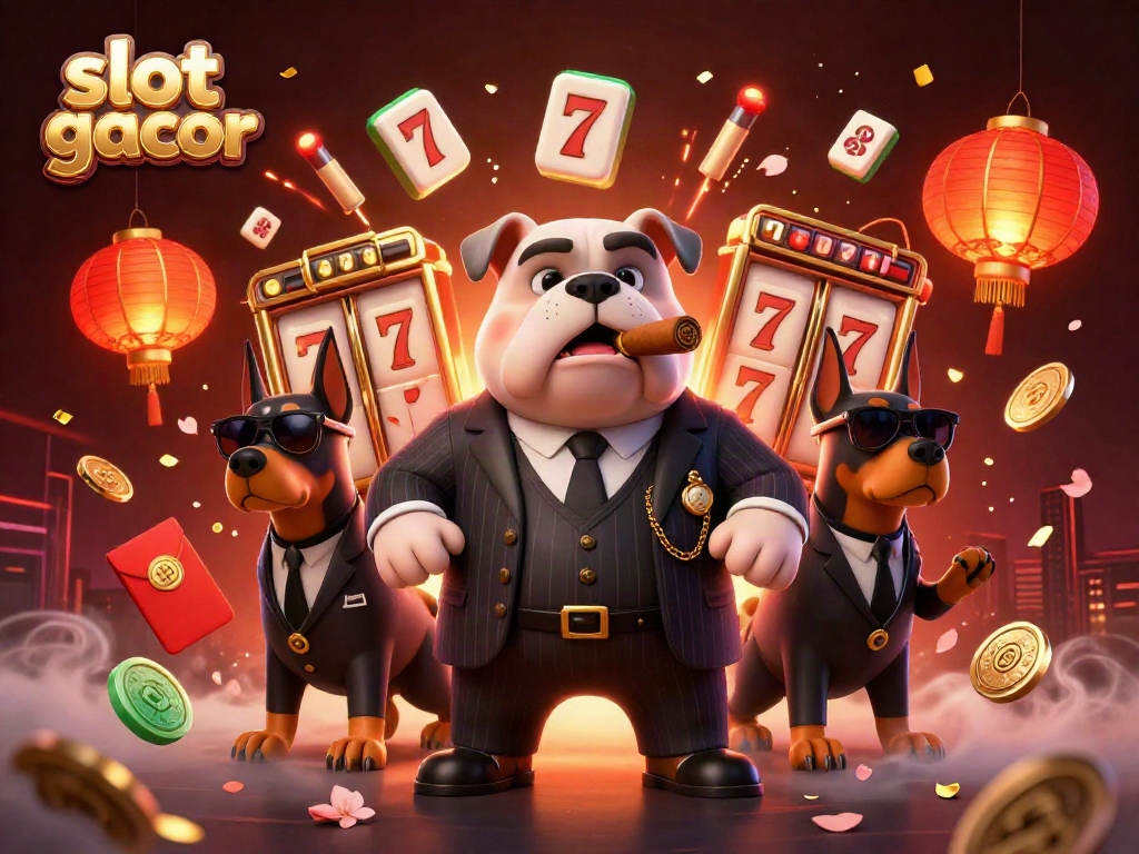 Experience the excitement of slot gacor with a vibrant 3D scene featuring characters and iconic gaming symbols.