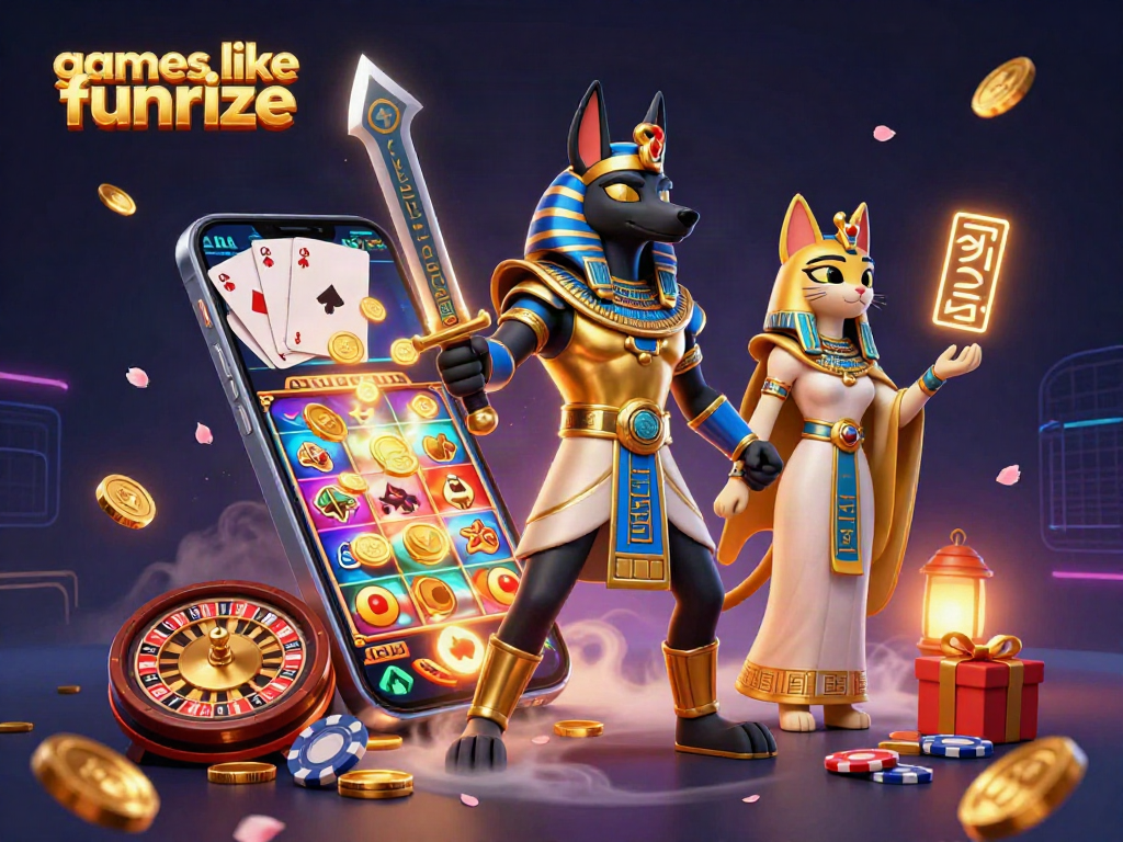 Play exciting games like Funrize featuring Anubis and slots, capturing the thrill of casino entertainment.