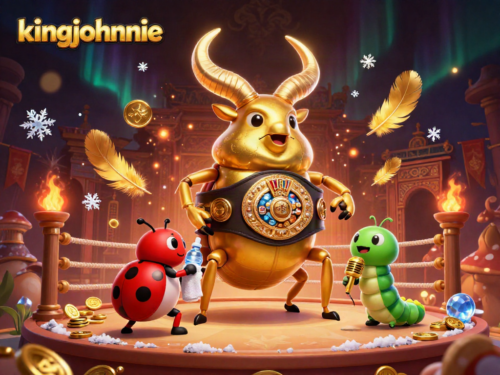 Engage with kingjohnnie as a giant beetle steps into a grand casino-style boxing match.