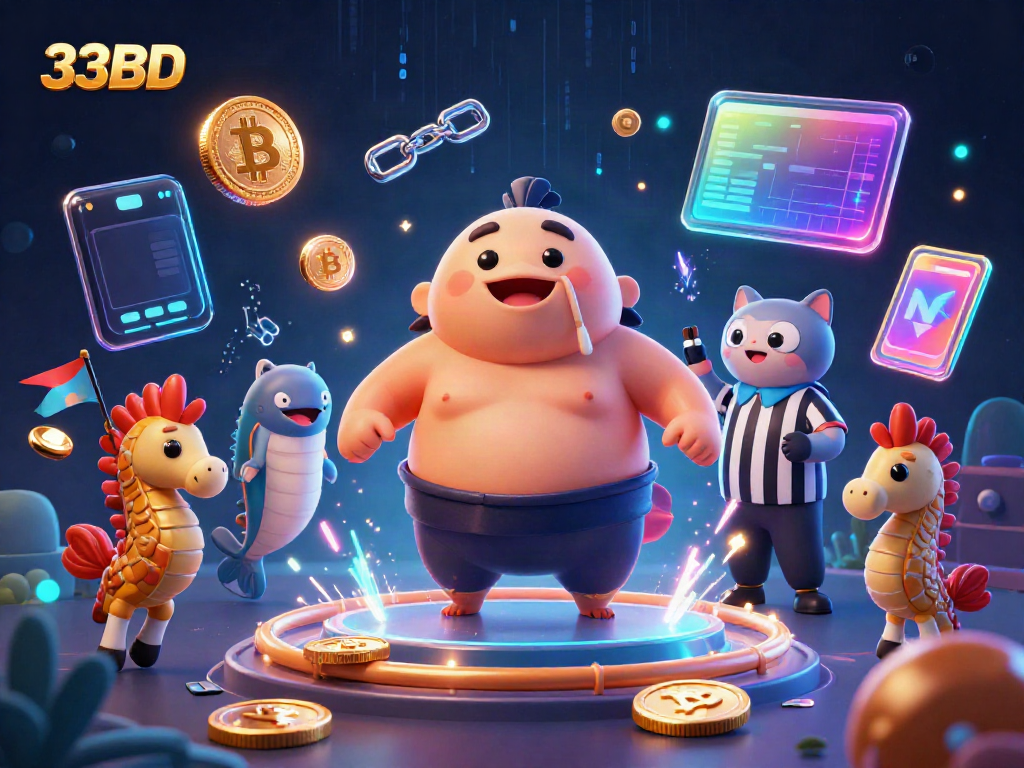 Experience the thrilling world of 33BD online casino gaming with a vibrant 3D illustration.
