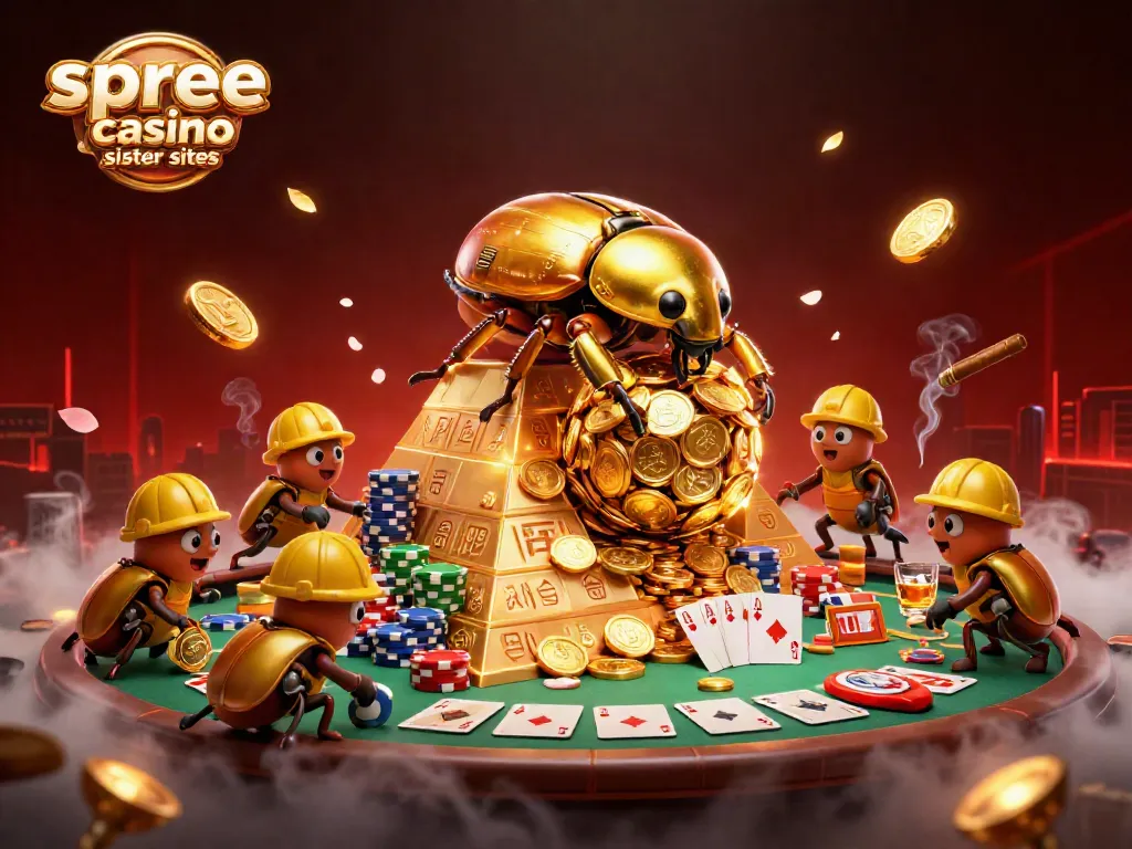 Explore immersive gaming at spree casino sister sites through vibrant 3D illustration.