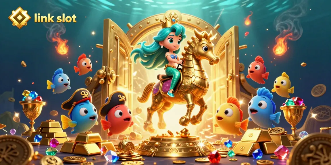 Experience excitement with link slot in an enchanting undersea casino scene featuring a mermaid and treasures.