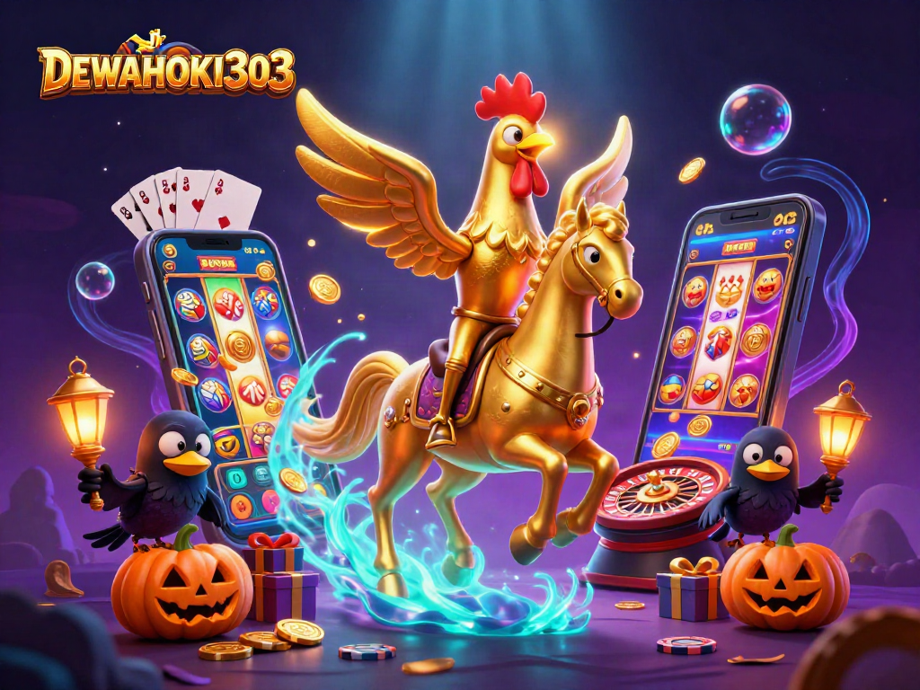 DEWAHOKI303 menjelajahi kasino malam dengan karakter menarik dan permainan slot yang seru.