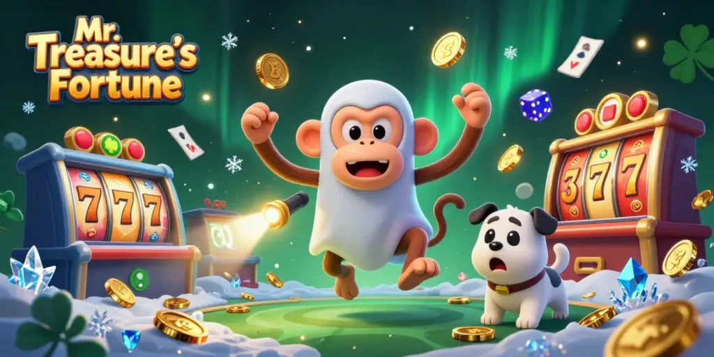 Play Mr. Treasure's Fortune with dynamic slot reels and a playful ghost-hunter puppy.