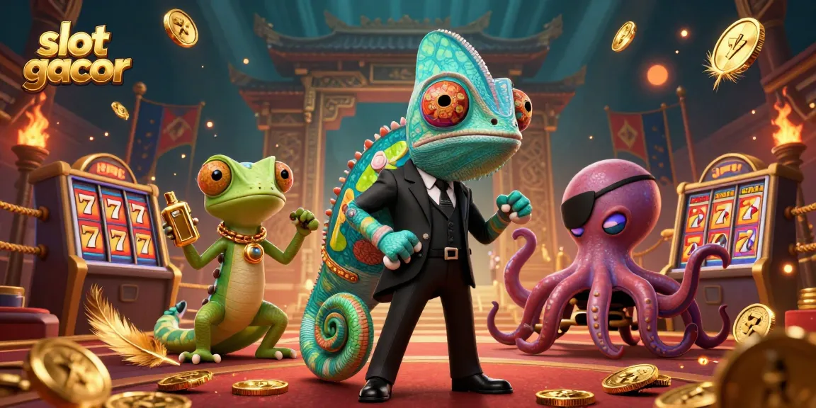 Spin the slot gacor reels with a vibrant casino illustration featuring colorful characters and dynamic elements.