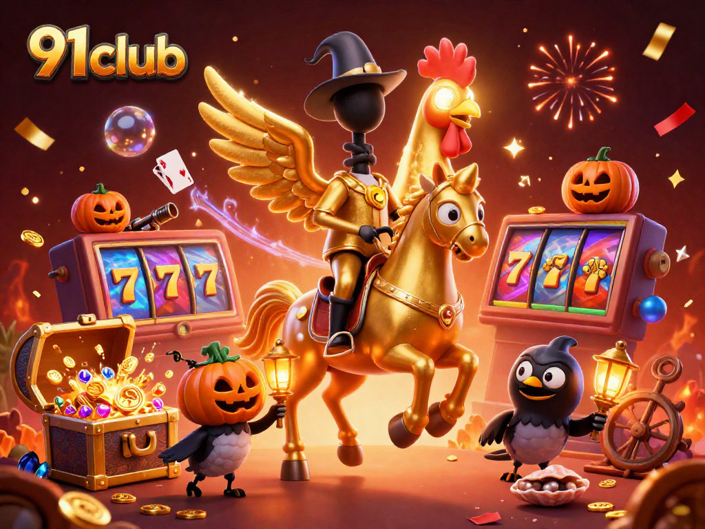 Experience the vibrant gaming action at 91club's bustling casino scene with unique fantasy elements.