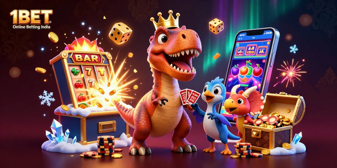 Experience thrilling gameplay with 1BET Online Betting India featuring cartoon dinosaurs in action.