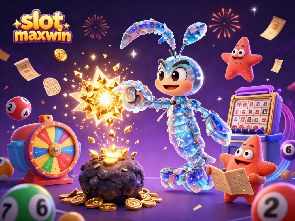 Slot maxwin mempersembahkan momen menang dengan karakter unik dan elemen permainan kasino yang berwarna-warni.