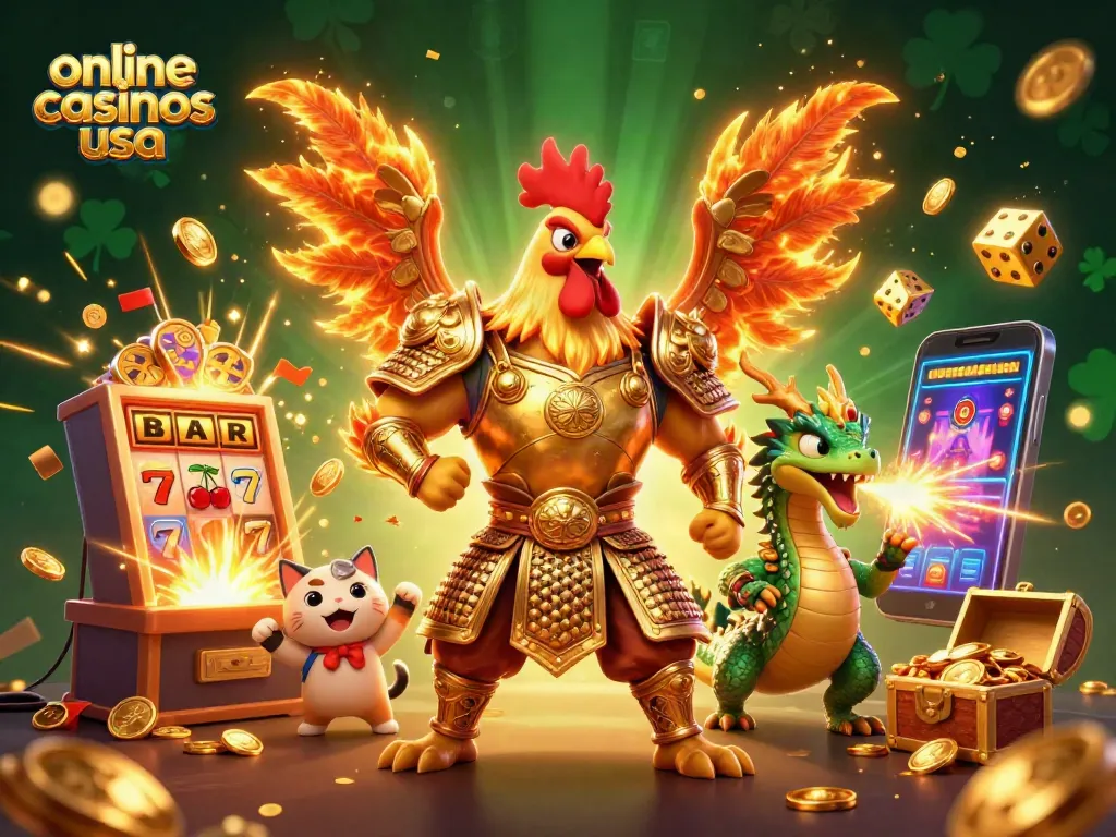 Experience the thrill of online casinos usa with a dynamic 3D scene capturing excitement and winning possibilities.
