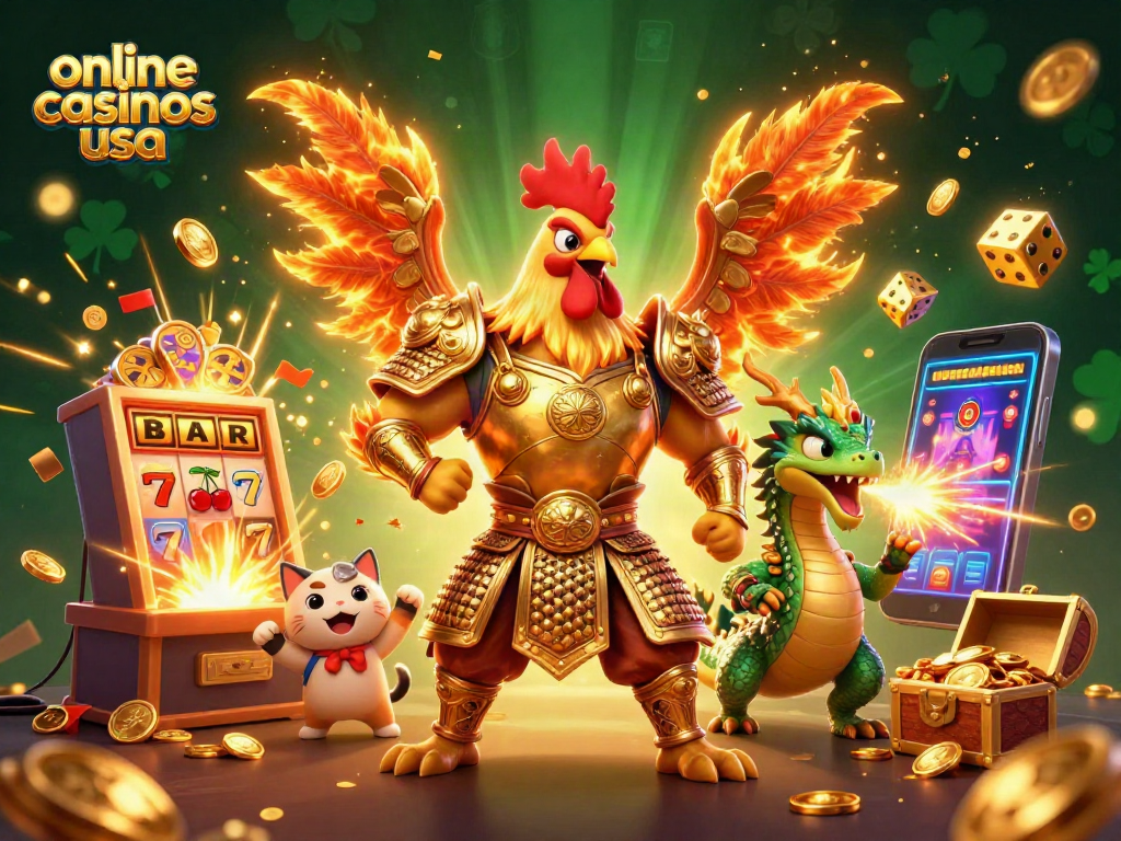 Experience the thrill of online casinos usa with a dynamic 3D scene capturing excitement and winning possibilities.