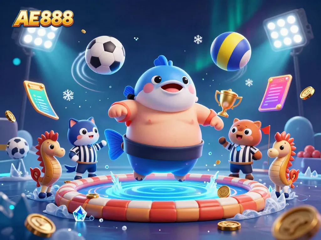 Experience thrilling action with AE 888 in this vibrant underwater casino scene.