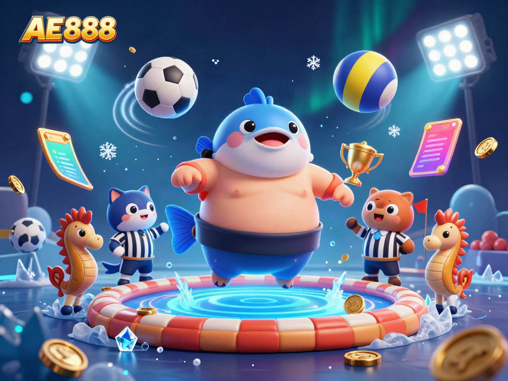 Experience thrilling action with AE 888 in this vibrant underwater casino scene.