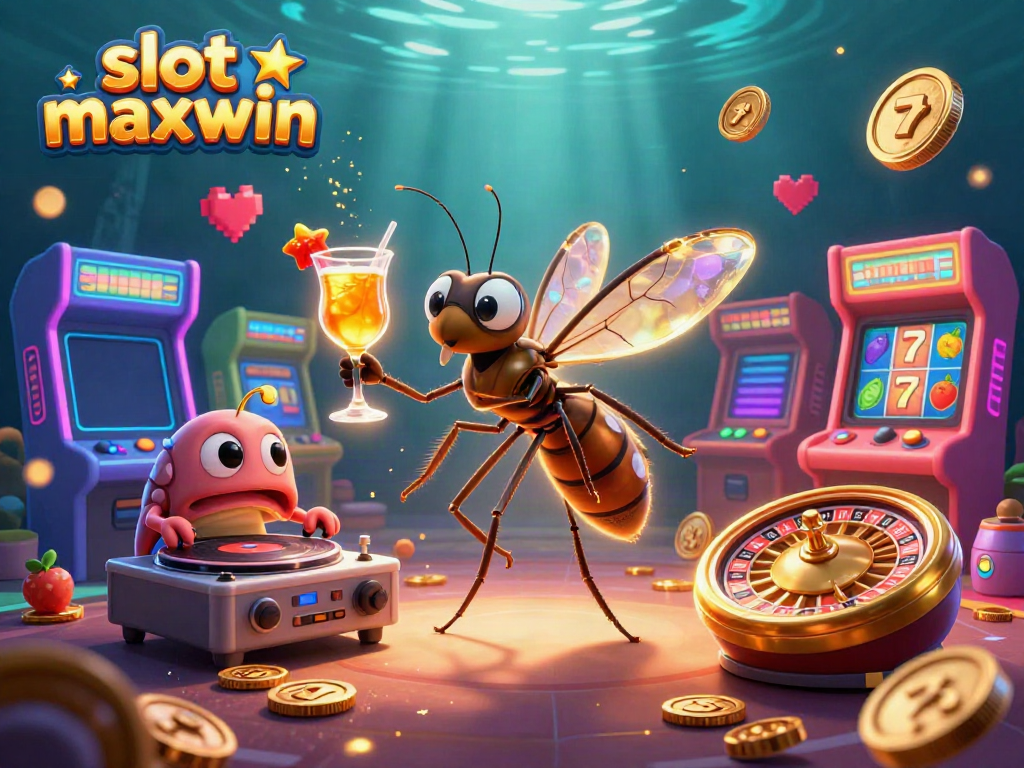 Engage with the vibrant slot maxwin universe featuring an amber mosquito mascot and fossil elements