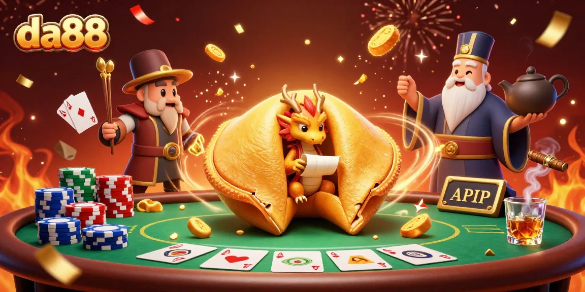 Experience winning moments at da88 with a dynamic 3D casino scene featuring poker and enchanting characters.