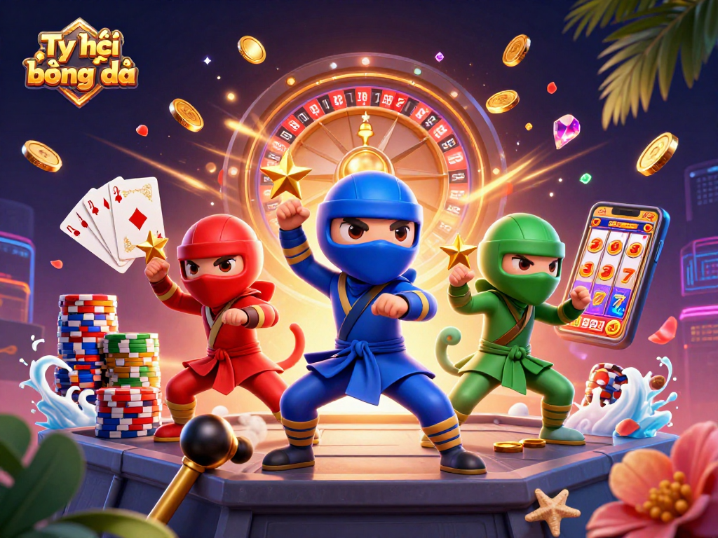 Tỷ lệ bóng đá highlights dynamic betting action with vibrant chameleons and casino elements.