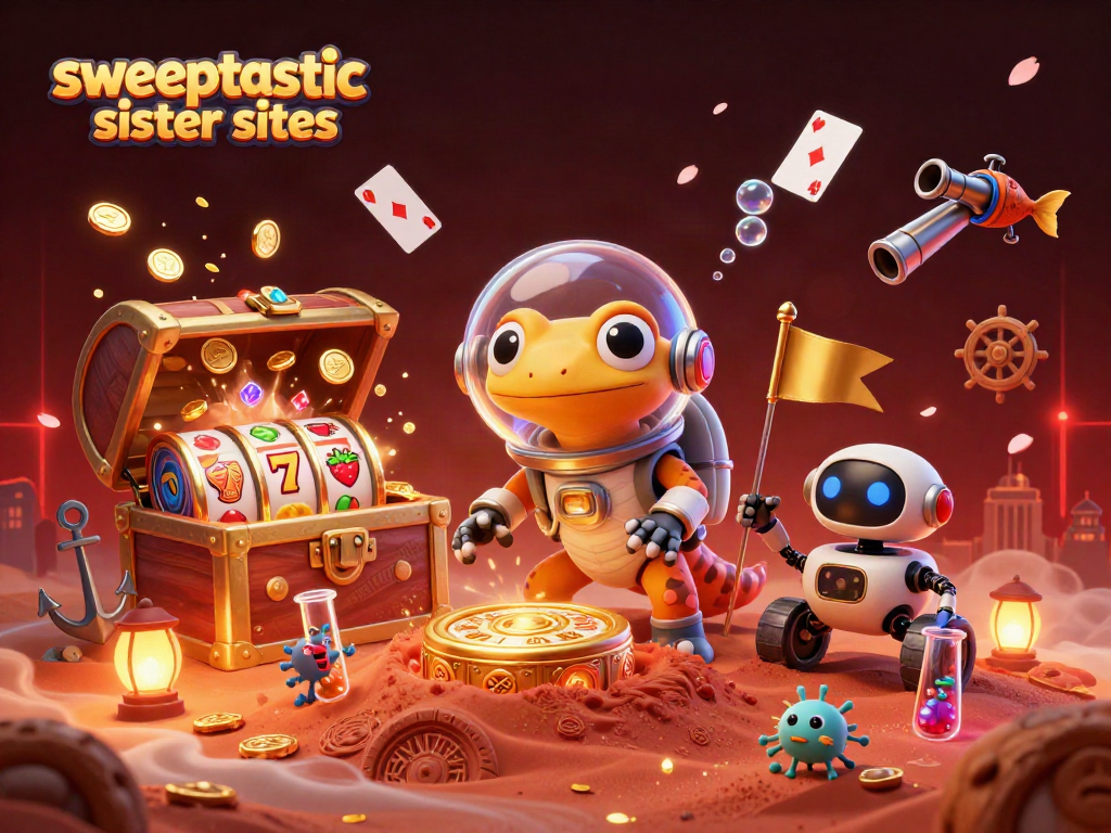 Experience gaming thrills at sweeptastic sister sites with vibrant slot reels and exhilarating action.