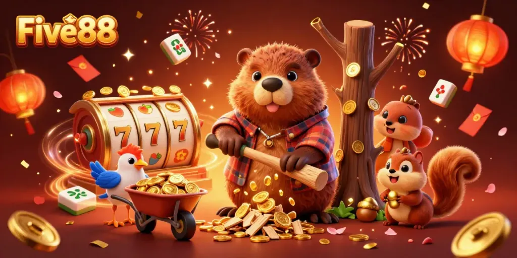 Experience the excitement at Five88, where the lively 3D cartoon scene inspires epic casino adventures.