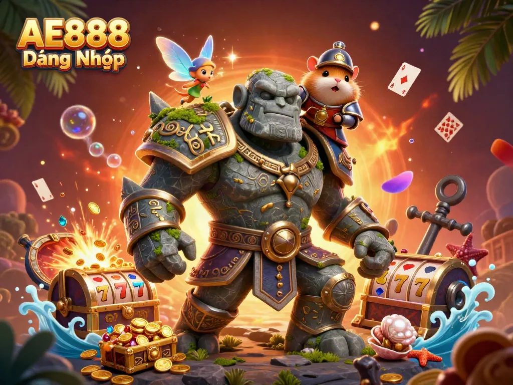 Experience exciting AE888 Đăng Nhập gameplay with fantasy characters and casino elements in action.