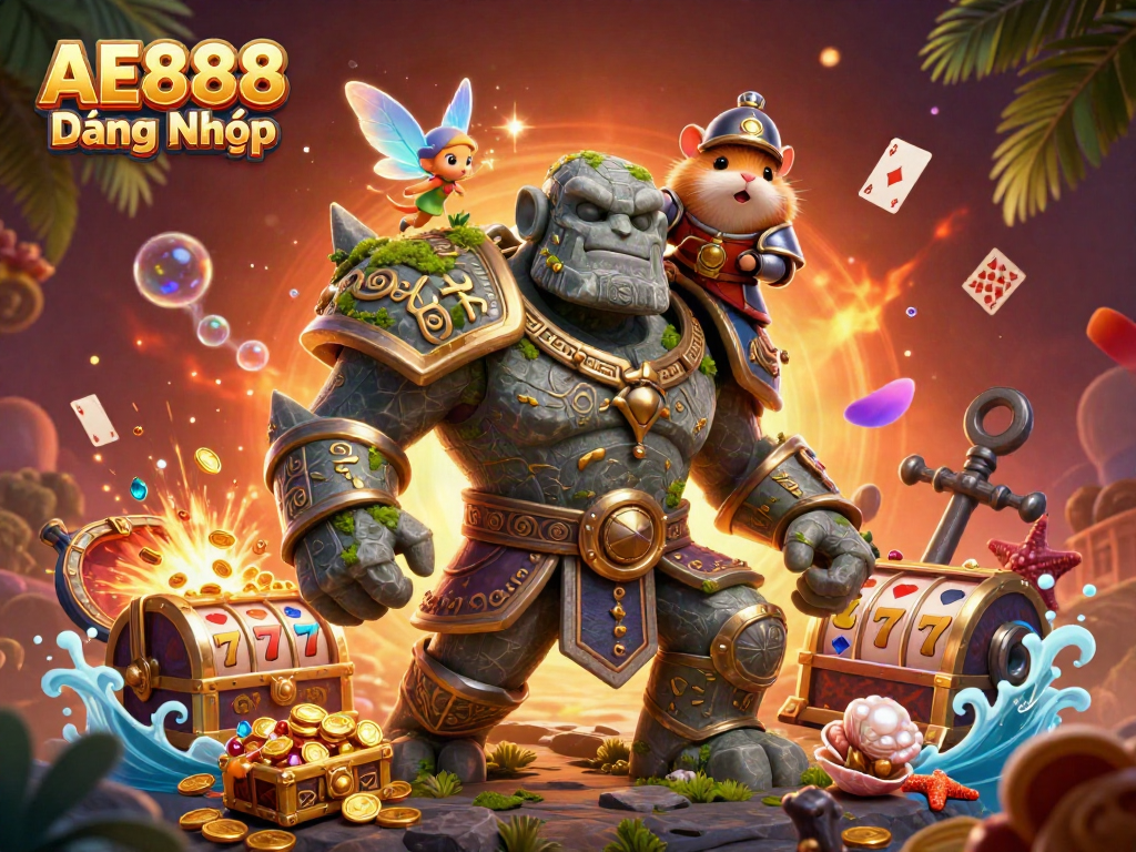 Experience exciting AE888 Đăng Nhập gameplay with fantasy characters and casino elements in action.