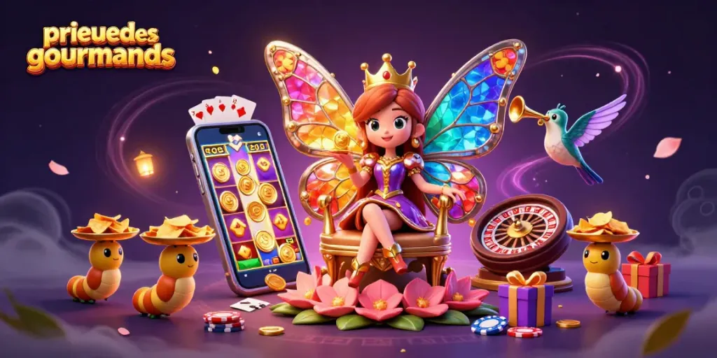 Play exciting games at prieuredesgourmands with a captivating casino-themed illustration featuring a butterfly queen.