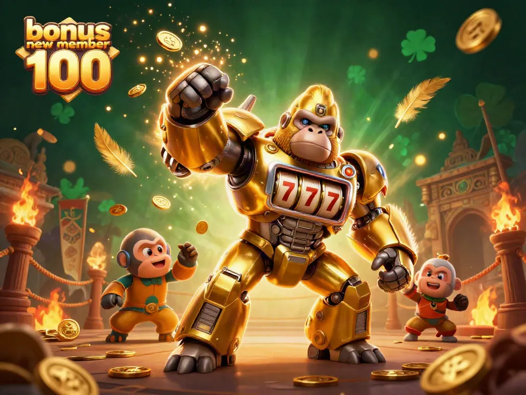 Engage in thrilling gaming with bonus new member 100 at an ultra-detailed transformation-themed slot scene.