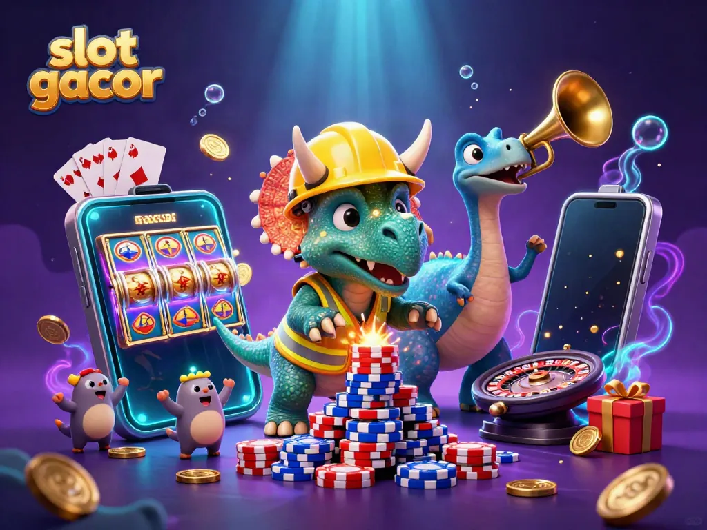 Engage with slot gacor action in a vibrant 3D casino scene celebrating big wins!