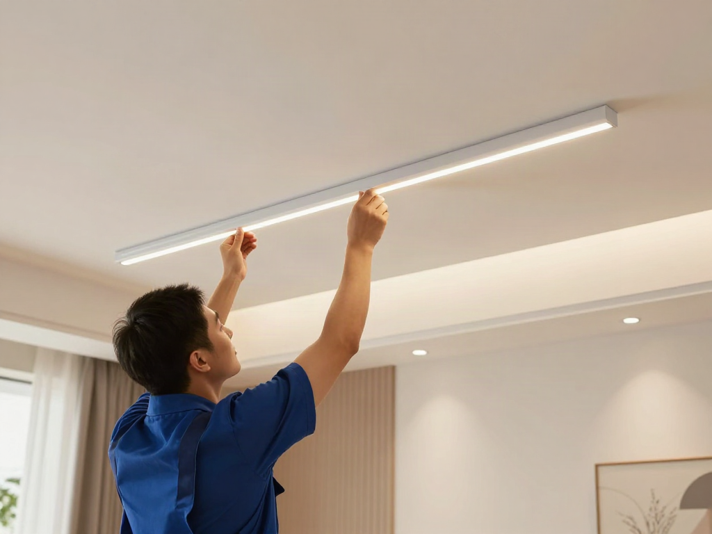 Instalare sina magnetică pentru iluminat modern de către un profesionist de încredere.