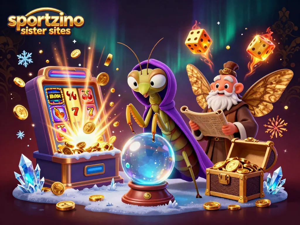 Play exciting games at sportzino sister sites, featuring animated characters and vibrant casino elements.