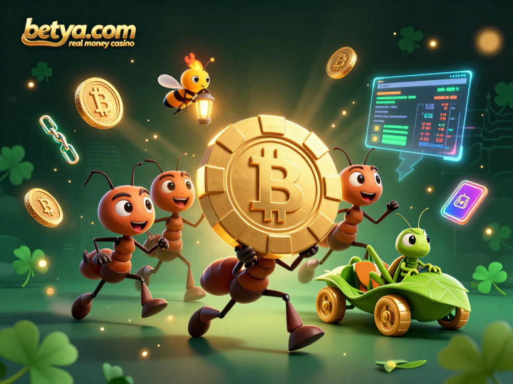 Experience the thrilling action of betya.com real money casino with ants heisting a giant poker chip!