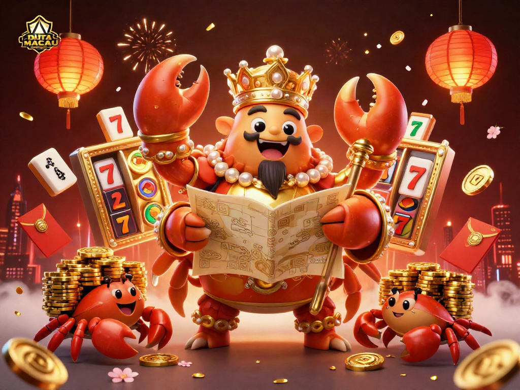 Win big with DATA MACAU in this vibrant 3D casino illustration filled with treasures and excitement.