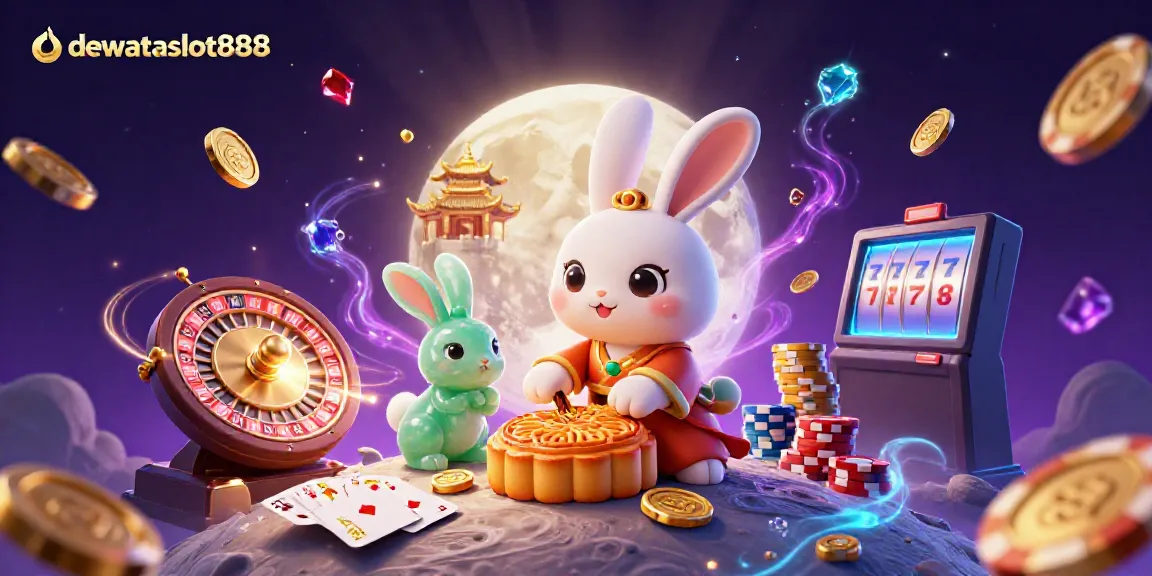 Permainan slot gacor dewataslot888 dengan karakter kelinci bulan di atas permukaan bulan