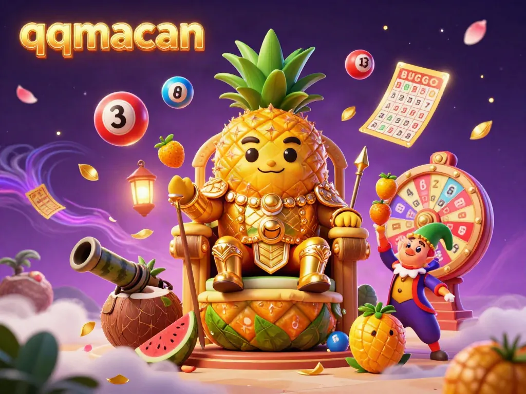 Engage with the thrilling world of qqmacan through vibrant gaming elements and characters in this dynamic casino scene.