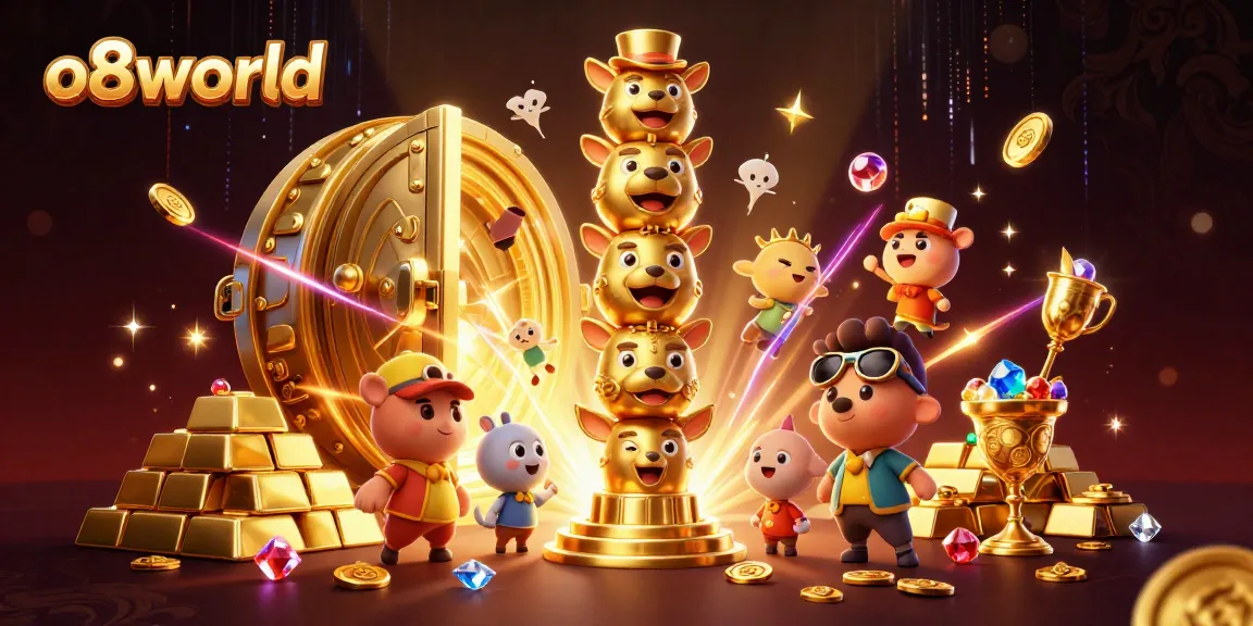Engage with o8world's vibrant casino scene featuring a golden totem pole and treasure elements.