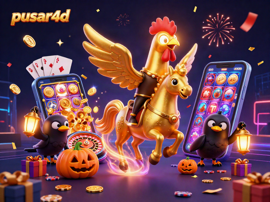 Pusar4d menghadirkan jackpot beruntun dengan simbol emas, lampion, dan permainan kasino yang meriah.